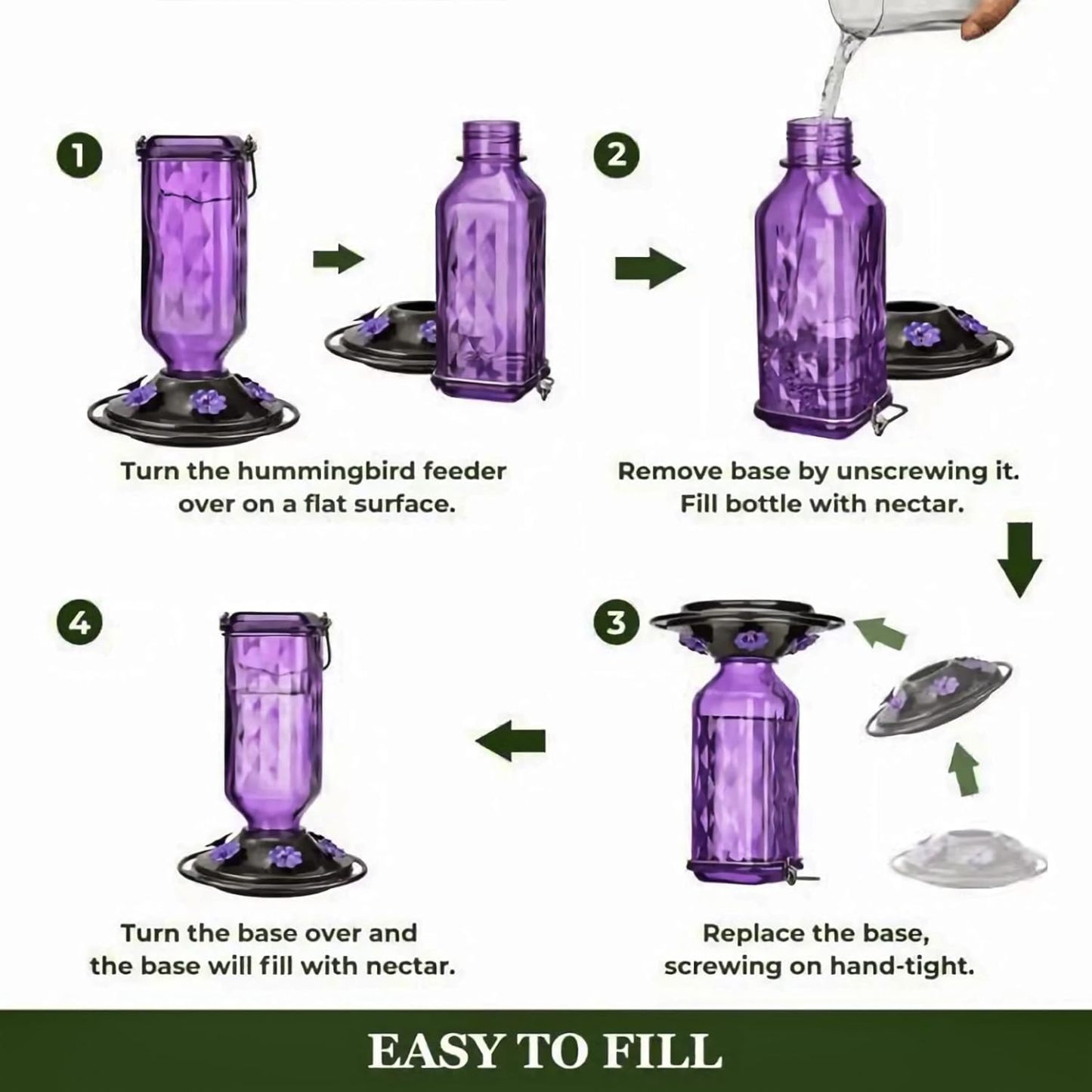 🔥HOT SALE 50% OFF🔥 Outdoors Leak Proof Base Glass Hummingbird Feeder with Ant ,Moat Bee Proof ,6 Feeding Ports 🐦