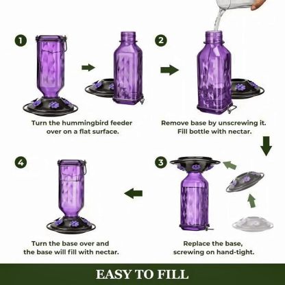 🔥HOT SALE 50% OFF🔥 Outdoors Leak Proof Base Glass Hummingbird Feeder with Ant ,Moat Bee Proof ,6 Feeding Ports 🐦