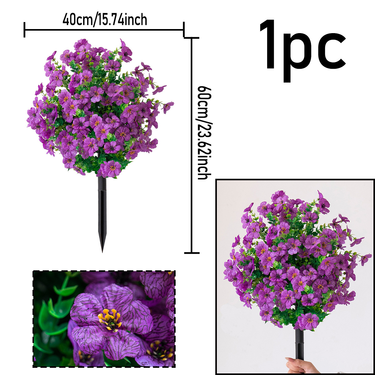  Outdoor Artificial Flower Ball Garden Stakes – Waterproof,Windproof,UV Resistant Outdoor Faux Floral Decor
