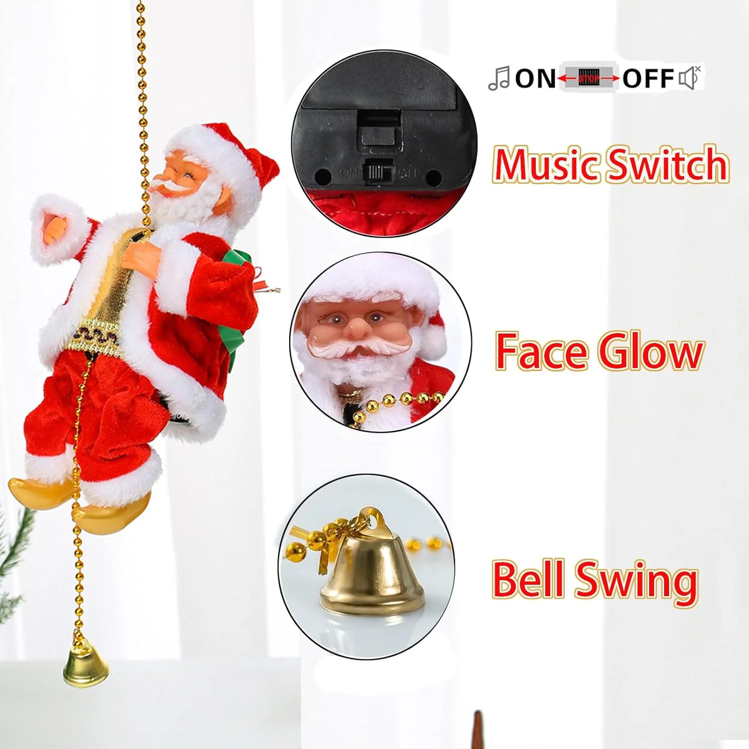 Climbing Santa Claus With Light Music