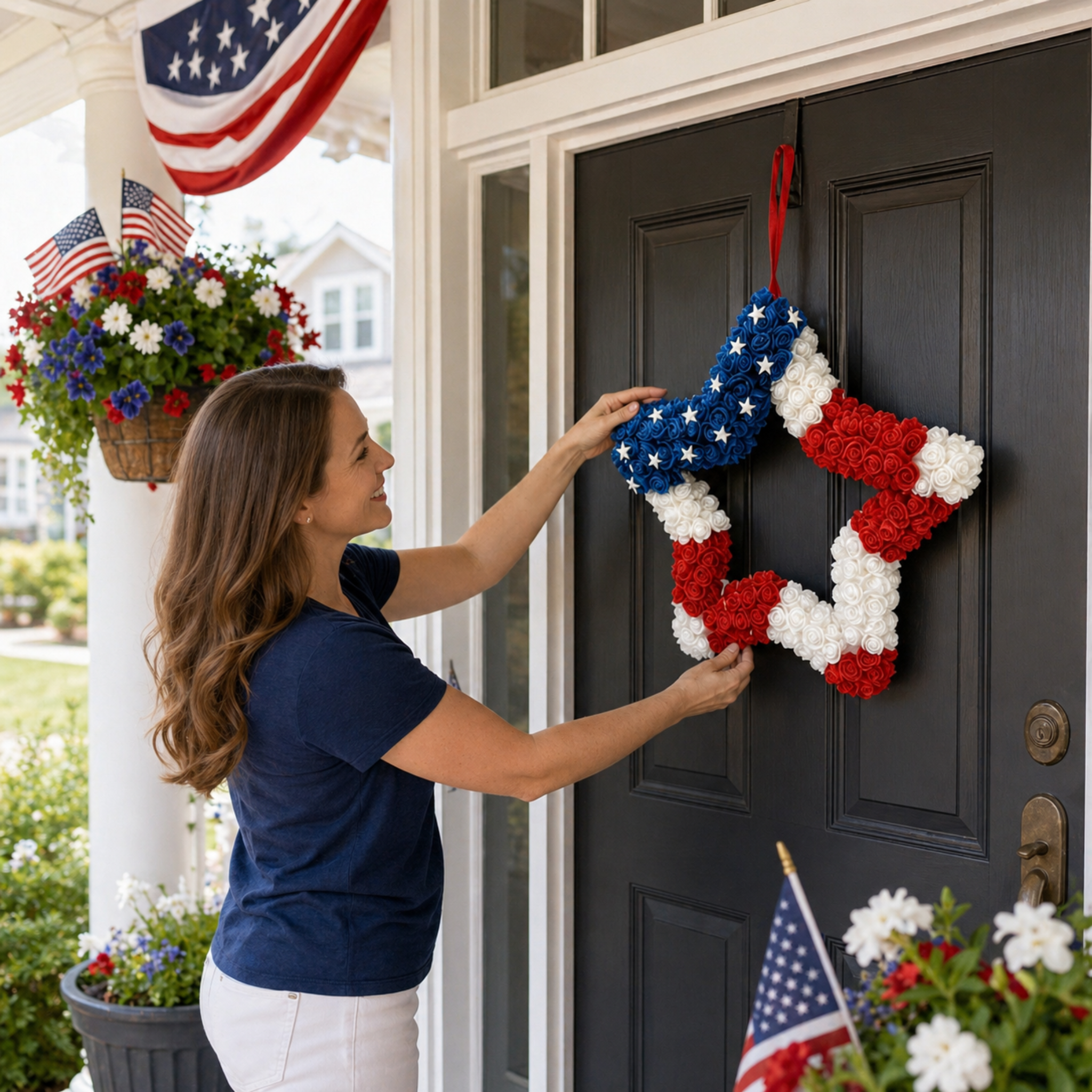 Independence Day Five-Pointed Star Artificial Flower Wreath