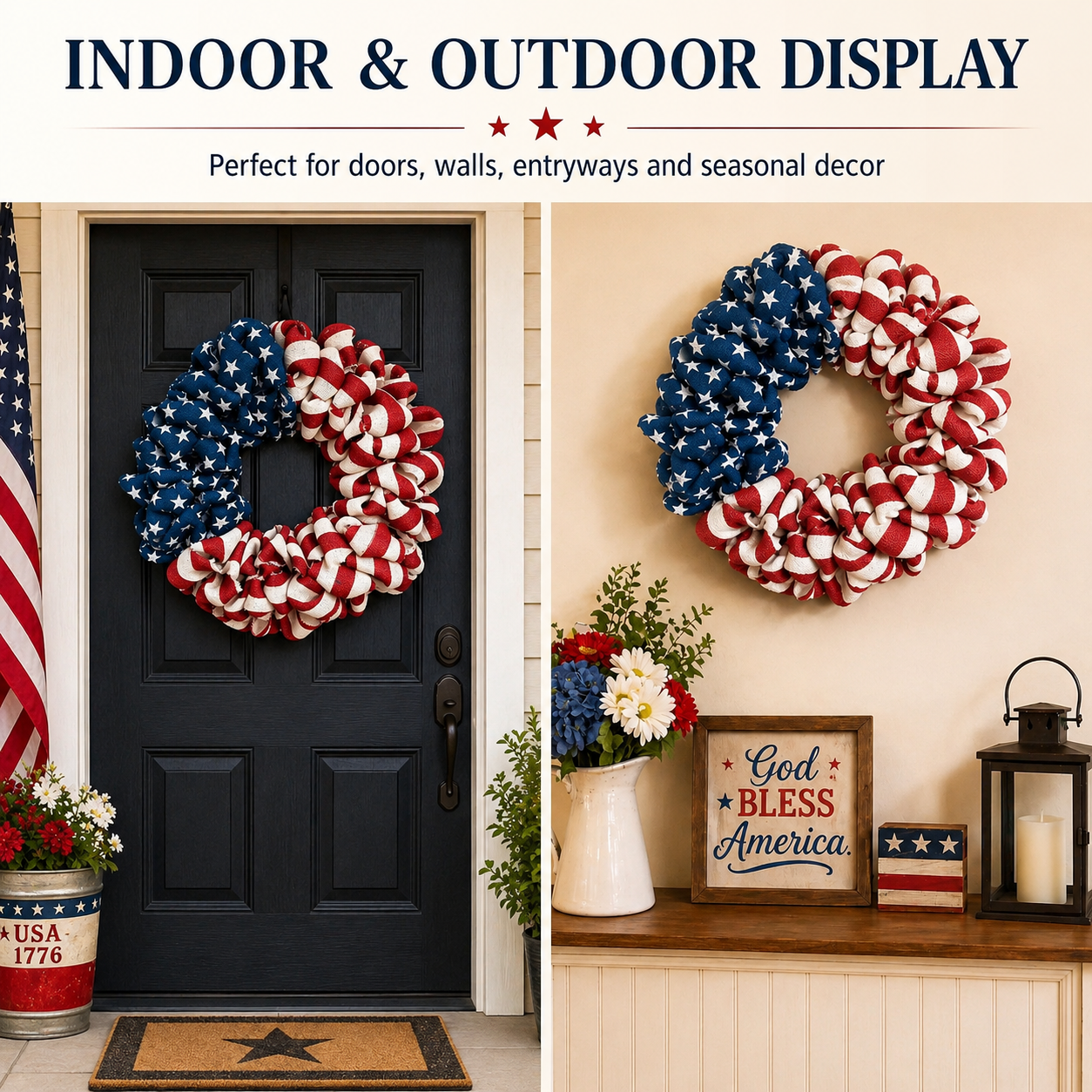 Patriotic 4th of July Burlap Wreath