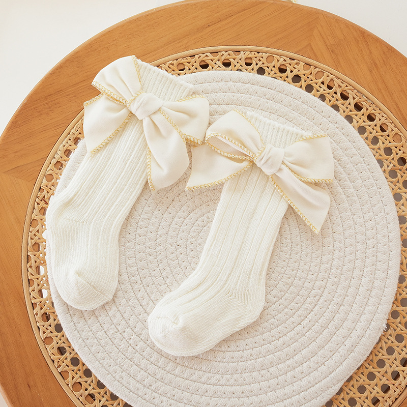 🎄Early Christmas Sale❄️Soft Cotton Knit Baby Girl Knee-High Bow Socks