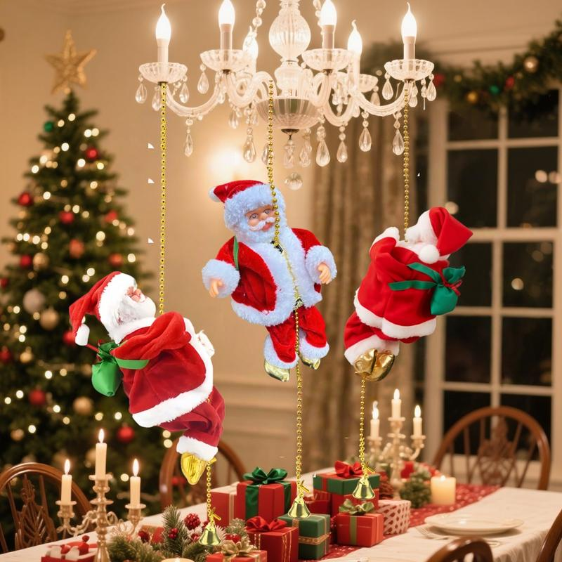 Climbing Santa Claus With Light Music