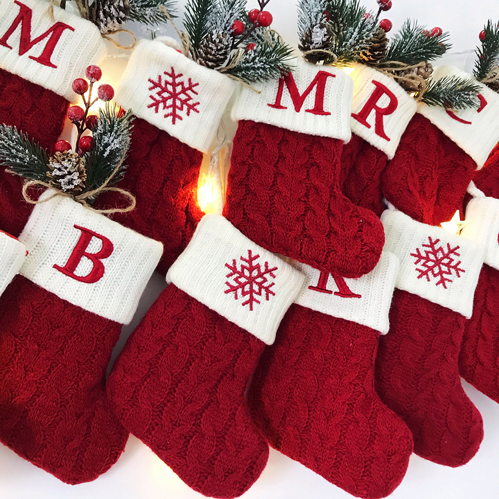 Purely Hand Knitted Christmas  Monogram Socks