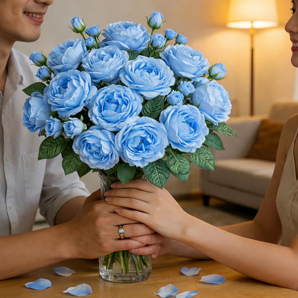 Set of 5 Real Touch 3-Head Peony Stems – Ultra Lifelike Full Bloom Artificial Flowers