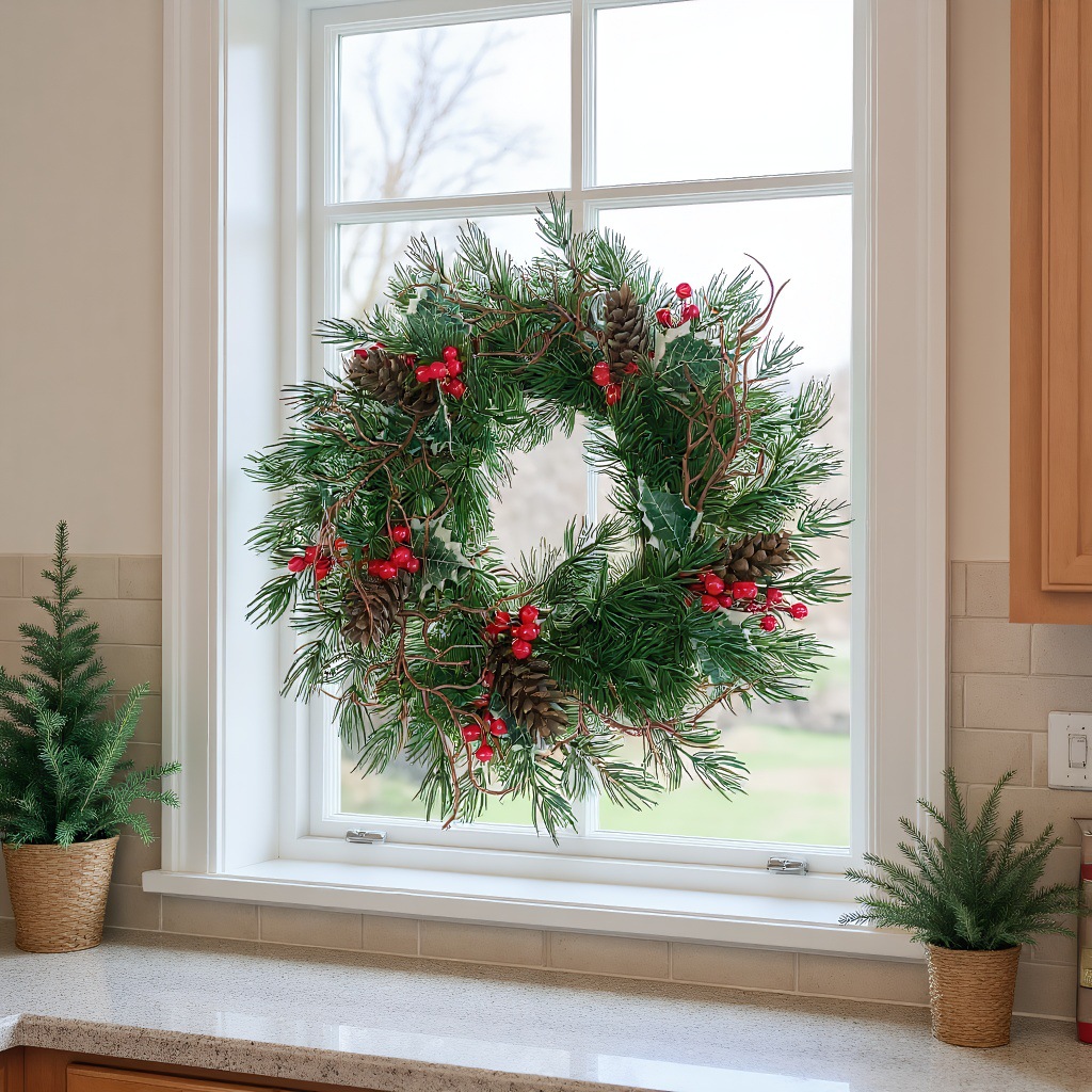 Holiday Pine Wreath with Pinecones & Red Berries – Classic Christmas Door & Wall Decoration (16")