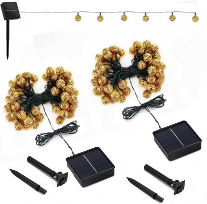Solar Gold Moroccan String Lights – 8 Lighting Modes,Waterproof ,