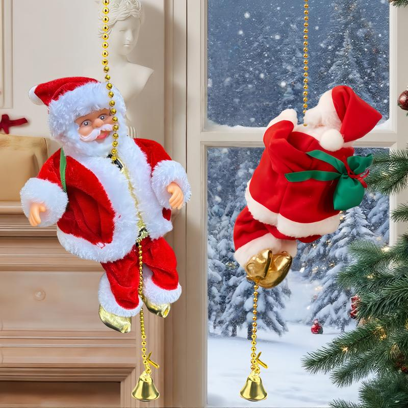 Climbing Santa Claus With Light Music