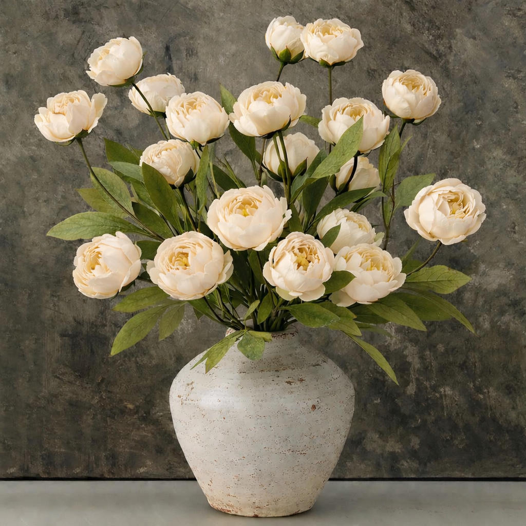 5 PCS Faux Silk Peony Artificial Flowers