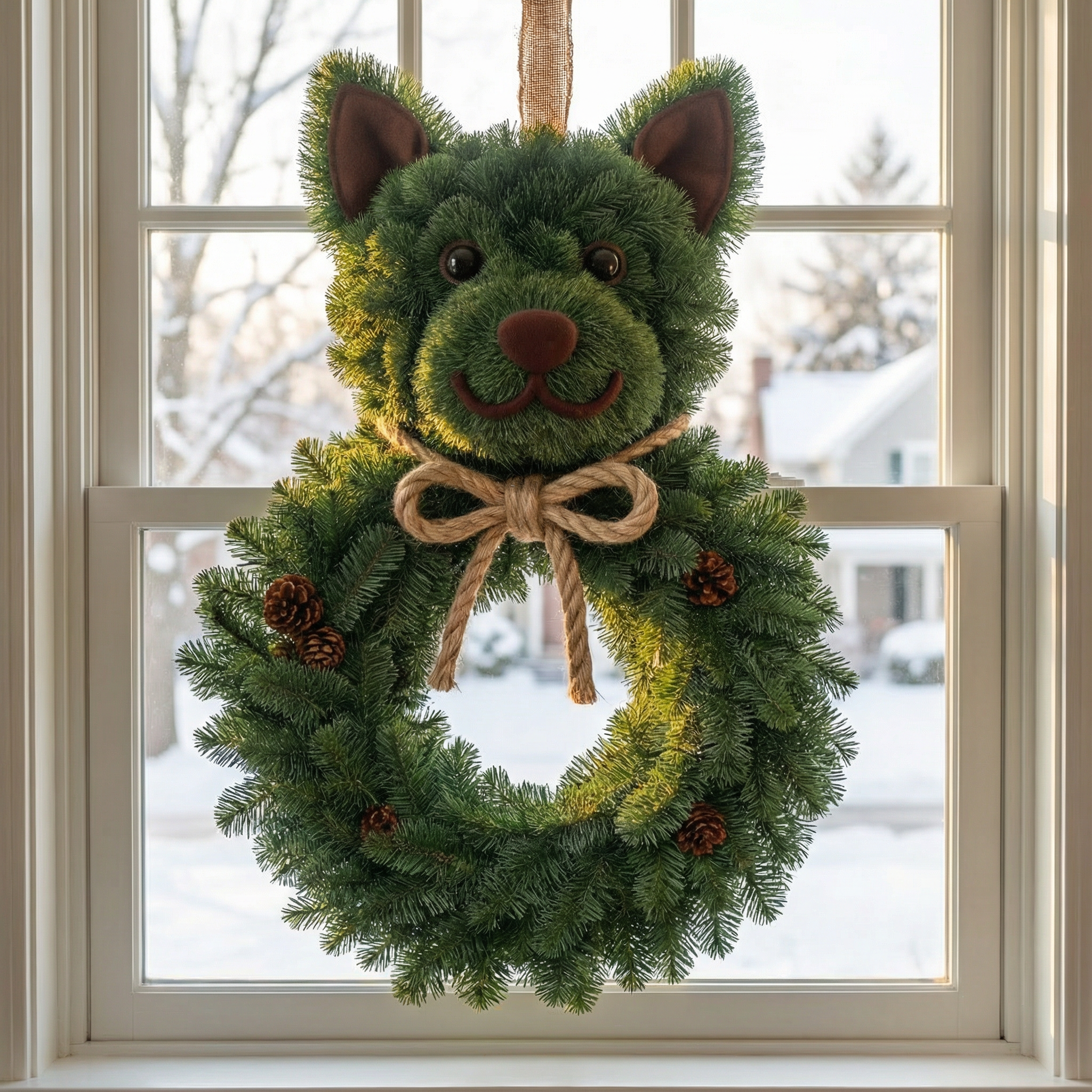 Perfect Puppy Christmas Evergreen Wreath
