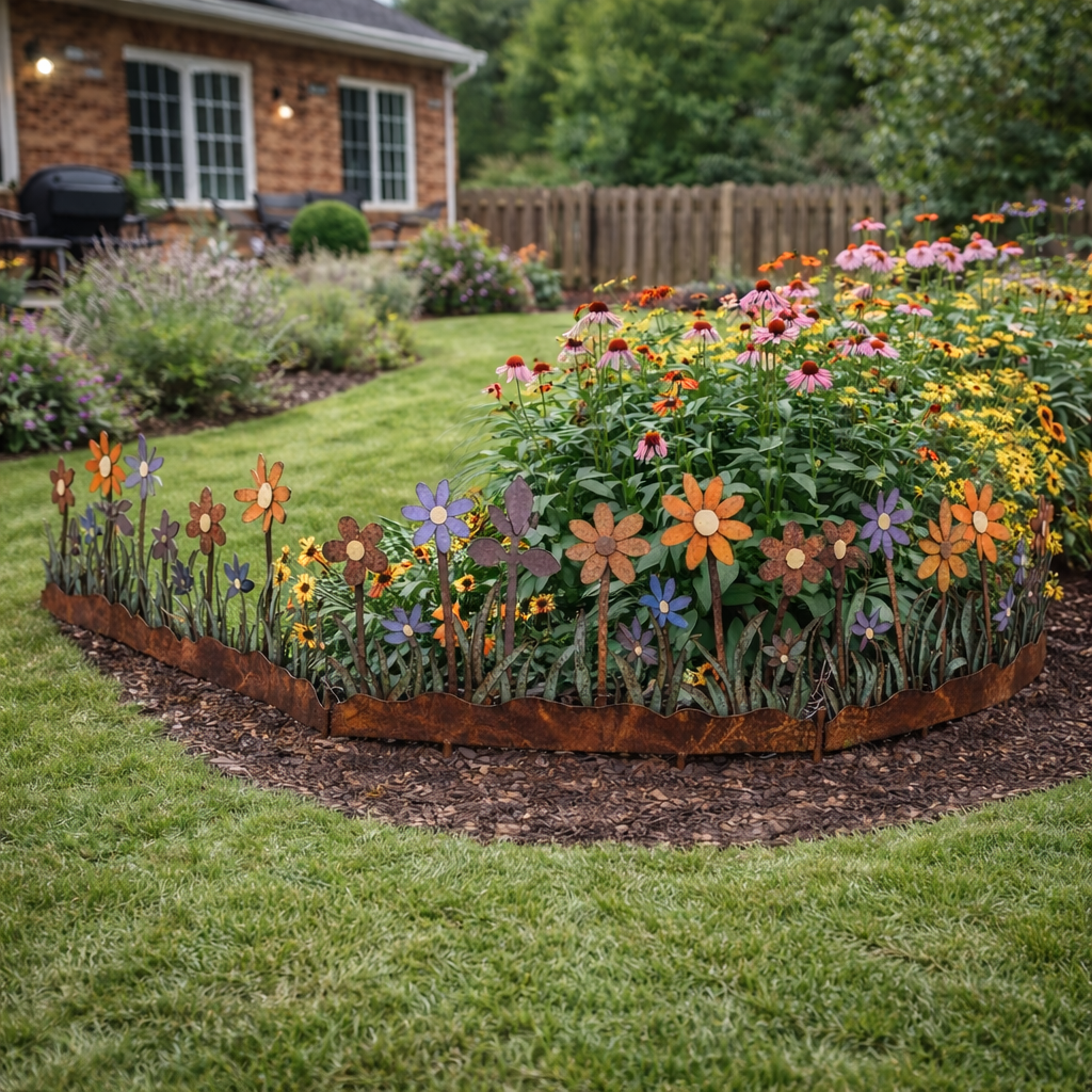 Colorful Metal Flower Garden Stake