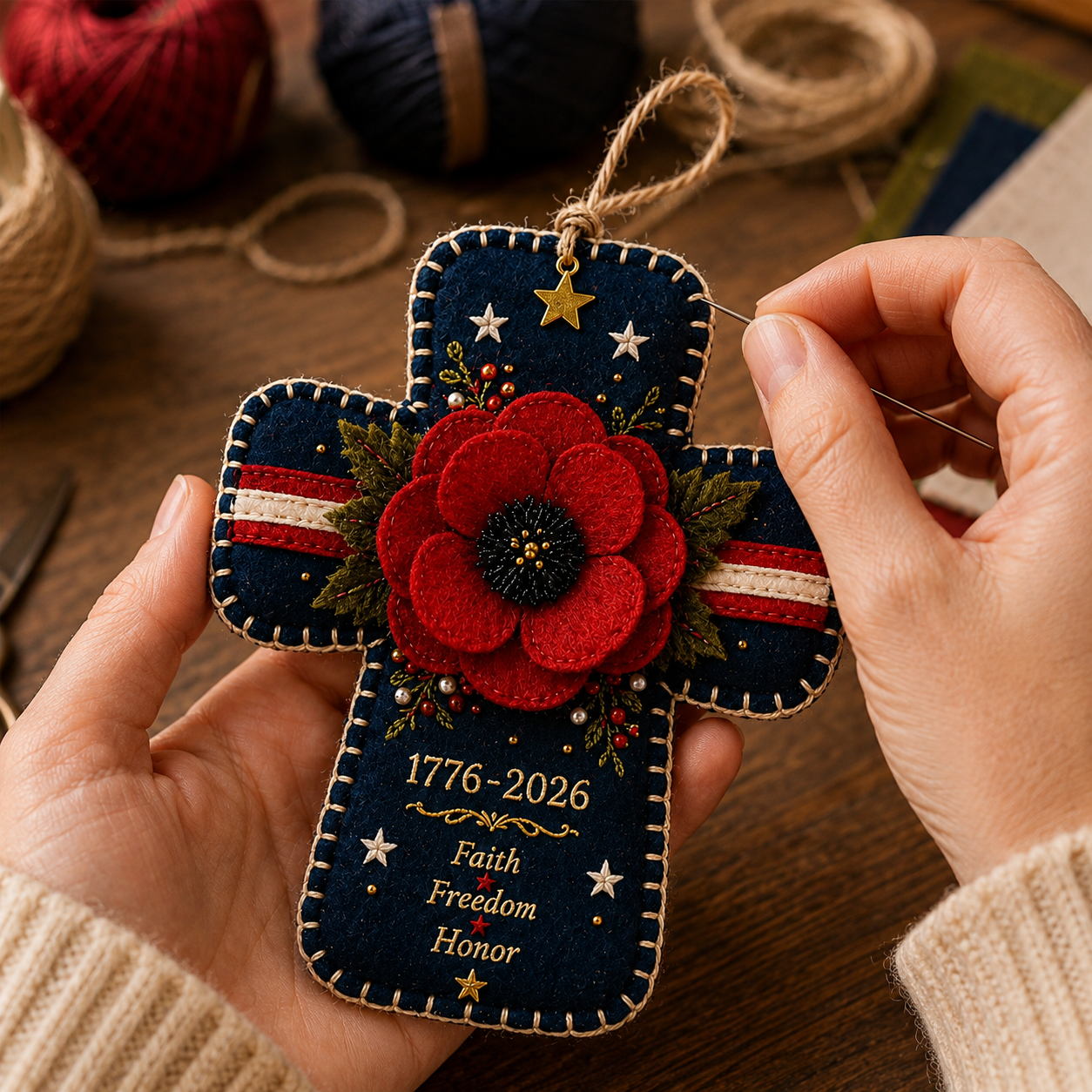 DIY Patriotic Poppy Cross Ornament Kit