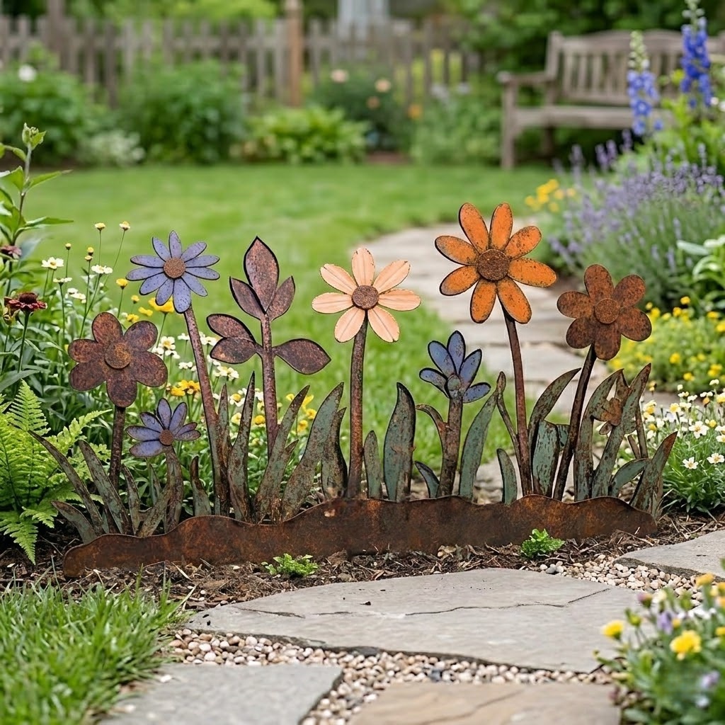 Colorful Metal Flower Garden Stake