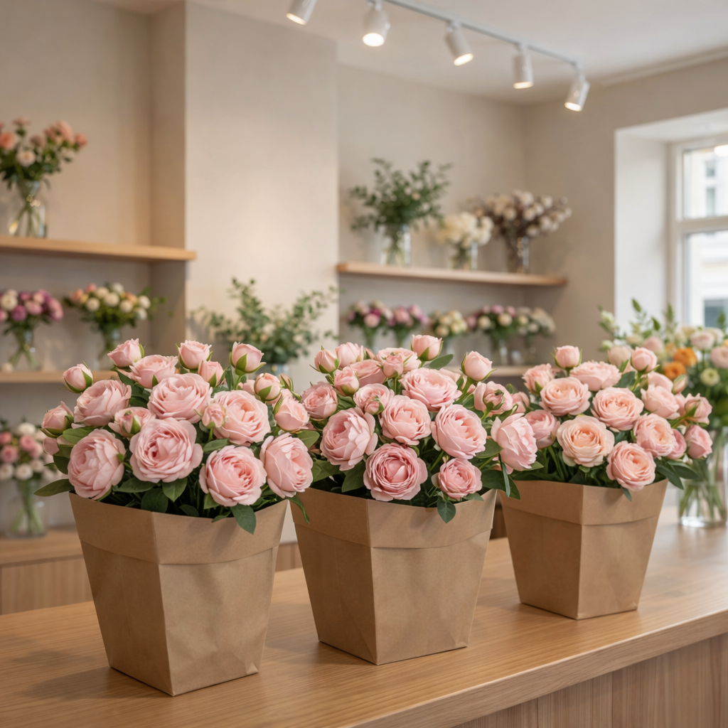 Set of 5 Real Touch 3-Head Peony Stems – Ultra Lifelike Full Bloom Artificial Flowers