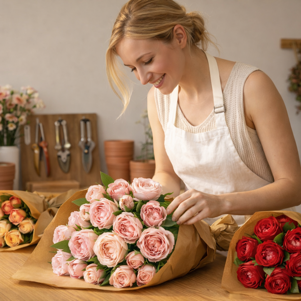 Set of 5 Real Touch 3-Head Peony Stems – Ultra Lifelike Full Bloom Artificial Flowers