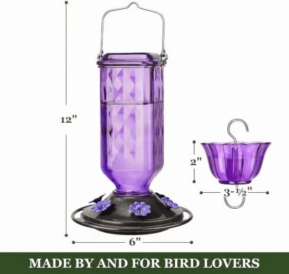 🔥HOT SALE 50% OFF🔥 Outdoors Leak Proof Base Glass Hummingbird Feeder with Ant ,Moat Bee Proof ,6 Feeding Ports 🐦