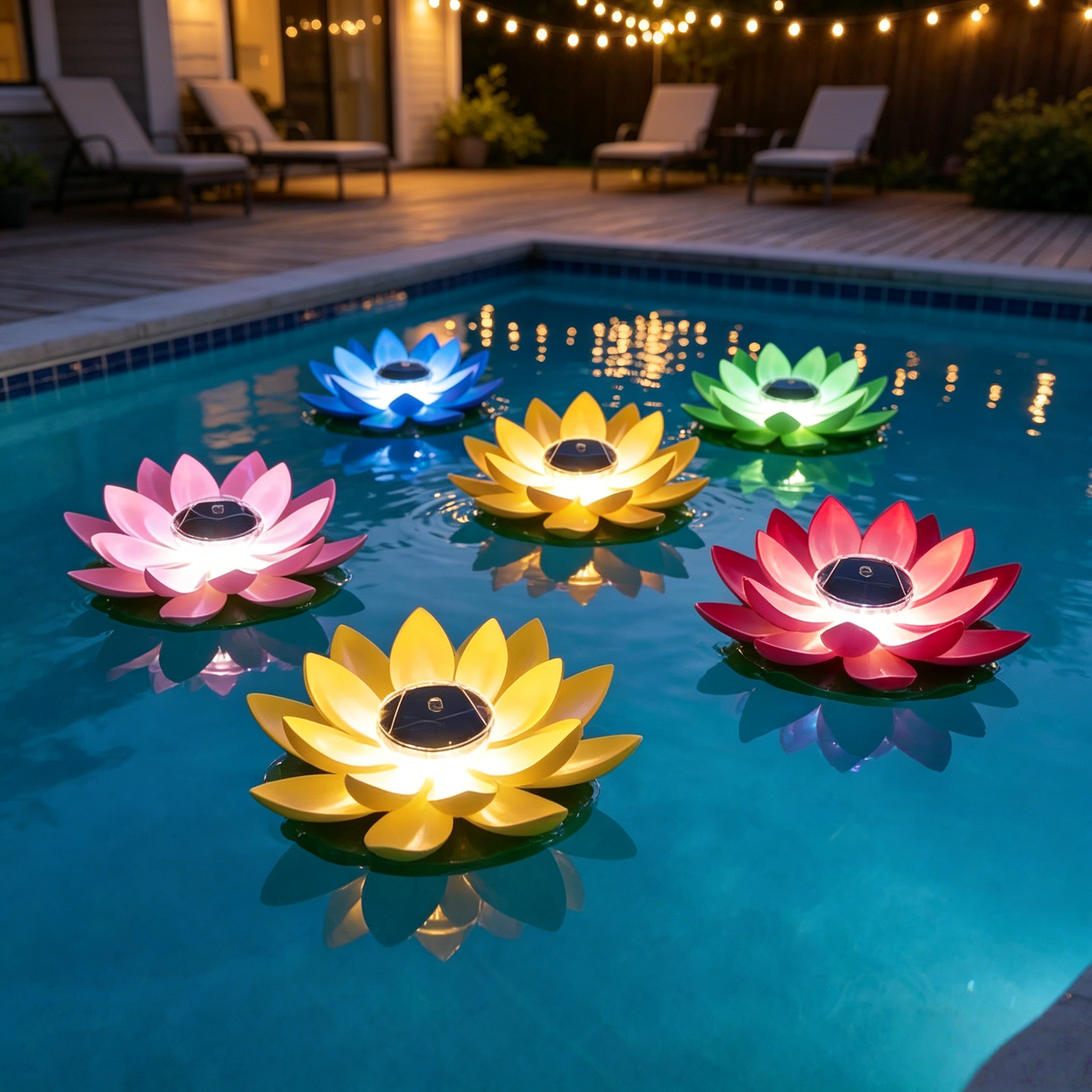 Floating Solar Lotus Lights for Pond, Pool & Garden