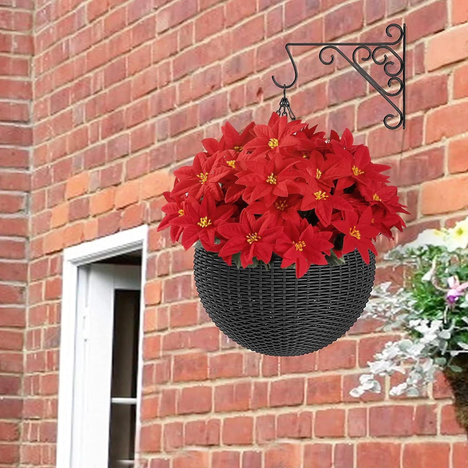 7 Heads Artificial Poinsettia Bouquet (5 Pack) - UV resistant, Waterproof, Windproof