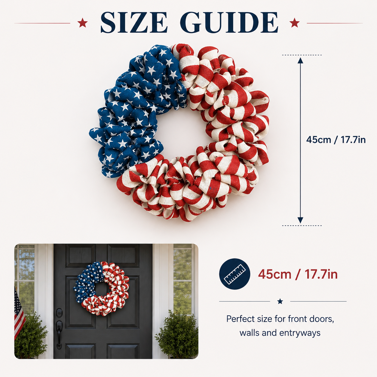 Patriotic 4th of July Burlap Wreath