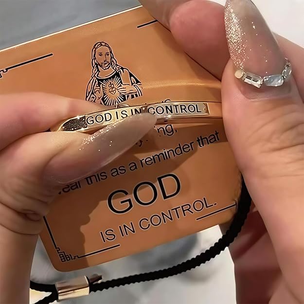  🎄“GOD IS IN CONTROL'' inspirational Jesus Faith Handmade Christian Bracelets-Braided Rope Adjustable