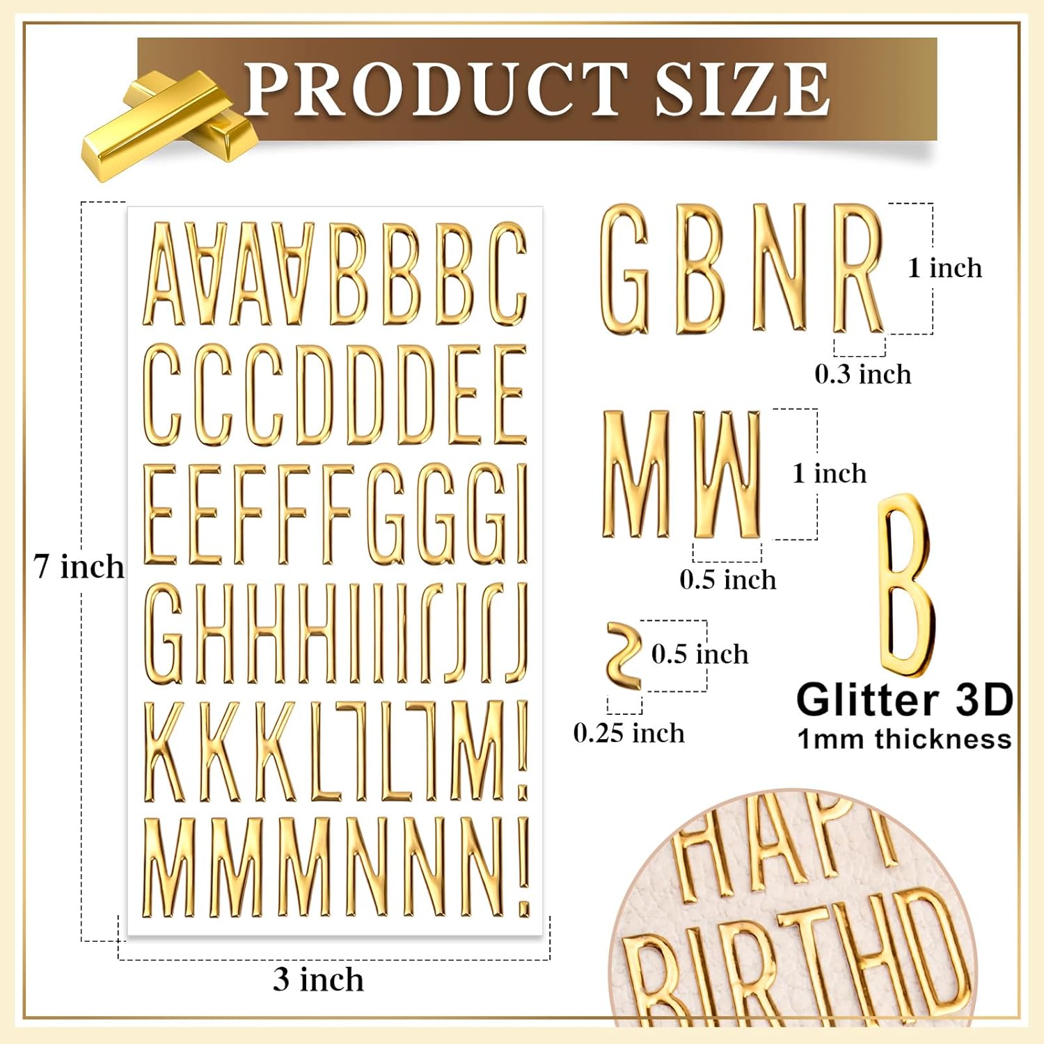 3D Gold Letter Stickers