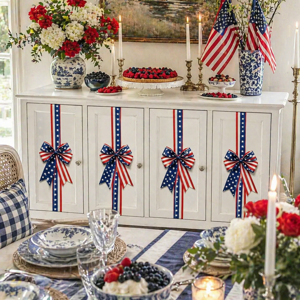 Independence Day & Memorial Day Cabinet Door Patriotic Bow Ribbons