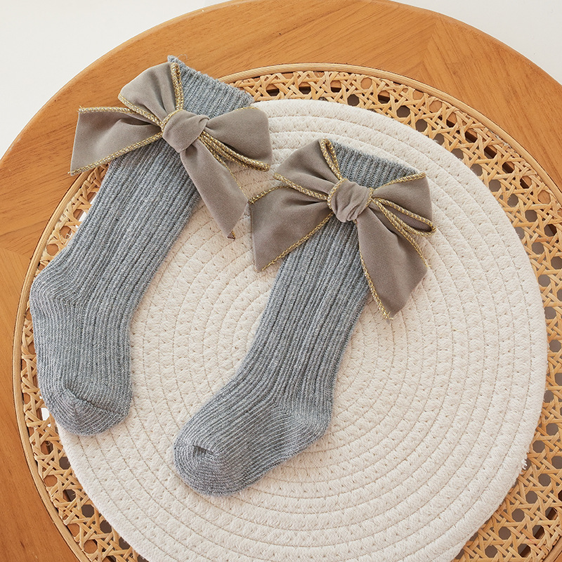🎄Early Christmas Sale❄️Soft Cotton Knit Baby Girl Knee-High Bow Socks