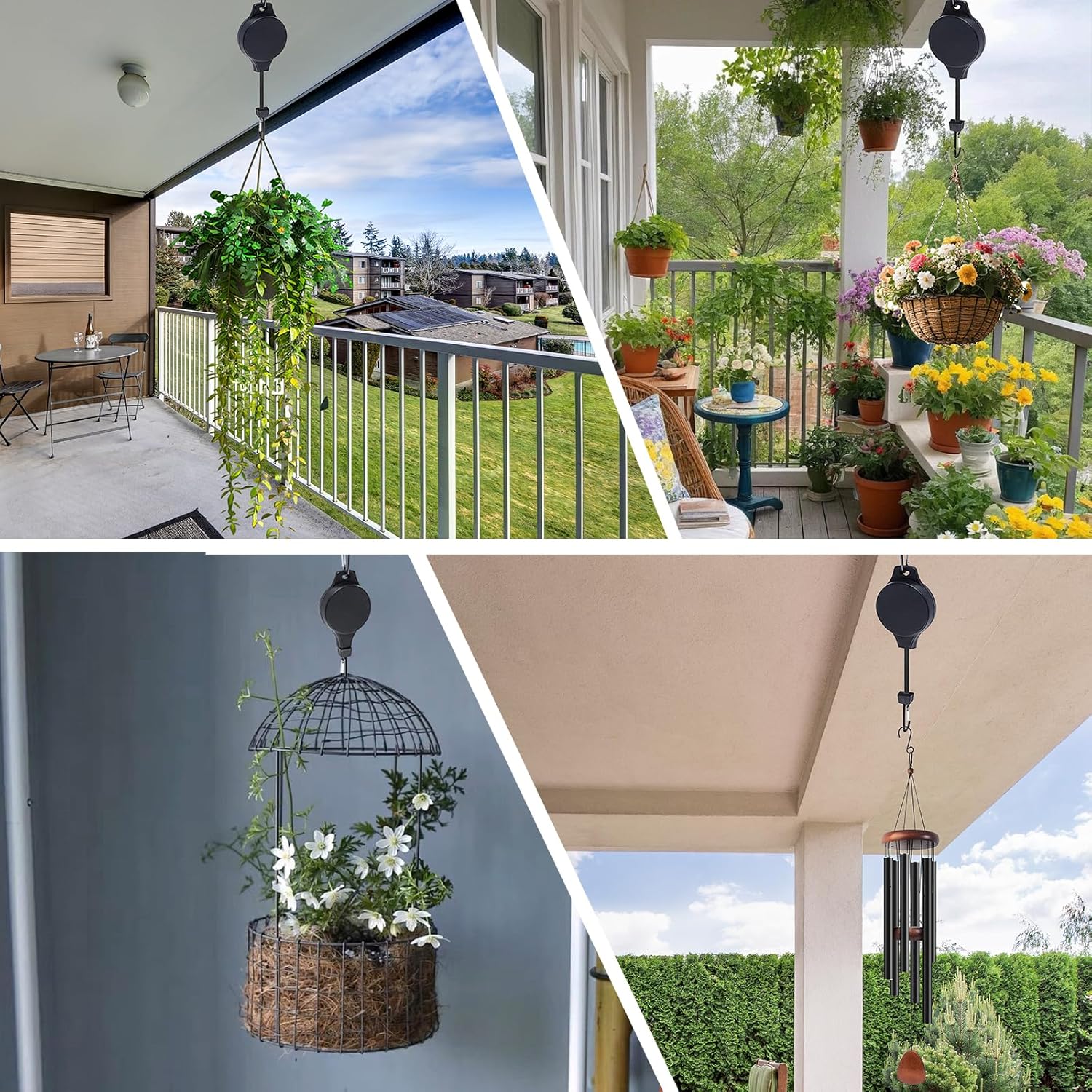 Plant Pulley Retractable Hanger For Garden Baskets Pots, Birds Feeder