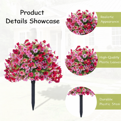 2Packs Outdoor Artificial Flower Ball Garden Stakes – Waterproof,Windproof,UV Resistant Outdoor Faux Floral Decor