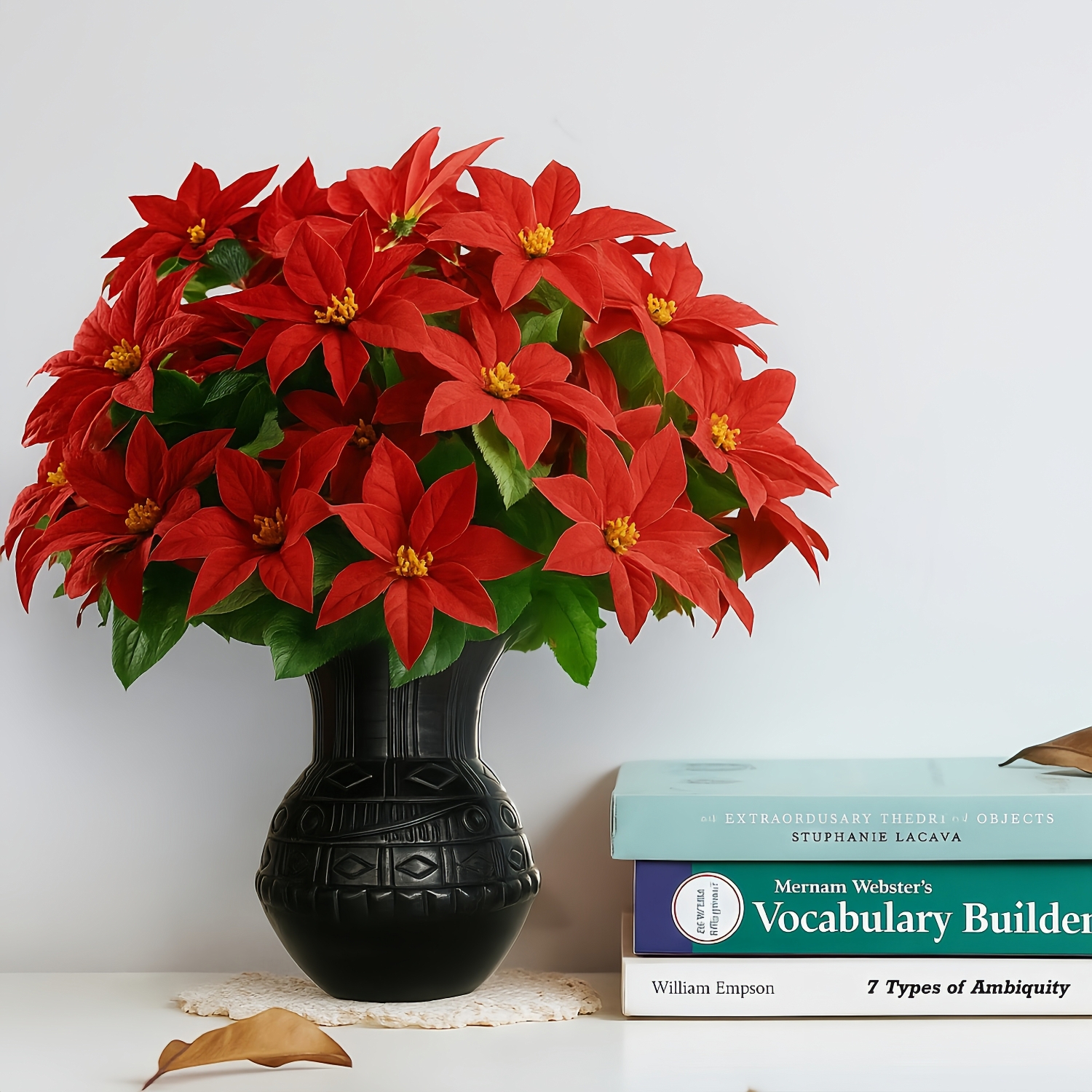 7 Heads Artificial Poinsettia Bouquet (5 Pack) - UV resistant, Waterproof, Windproof