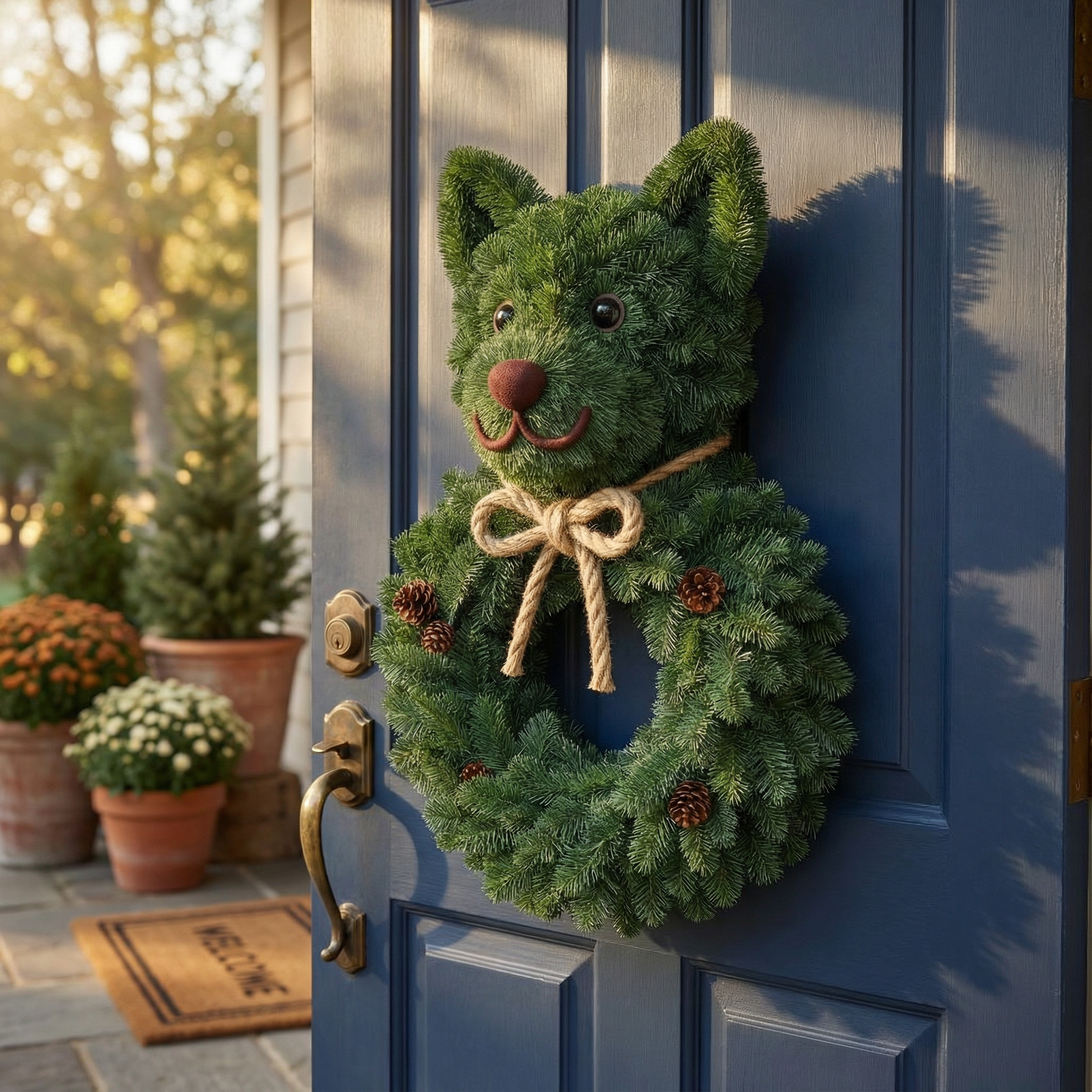 Perfect Puppy Christmas Evergreen Wreath