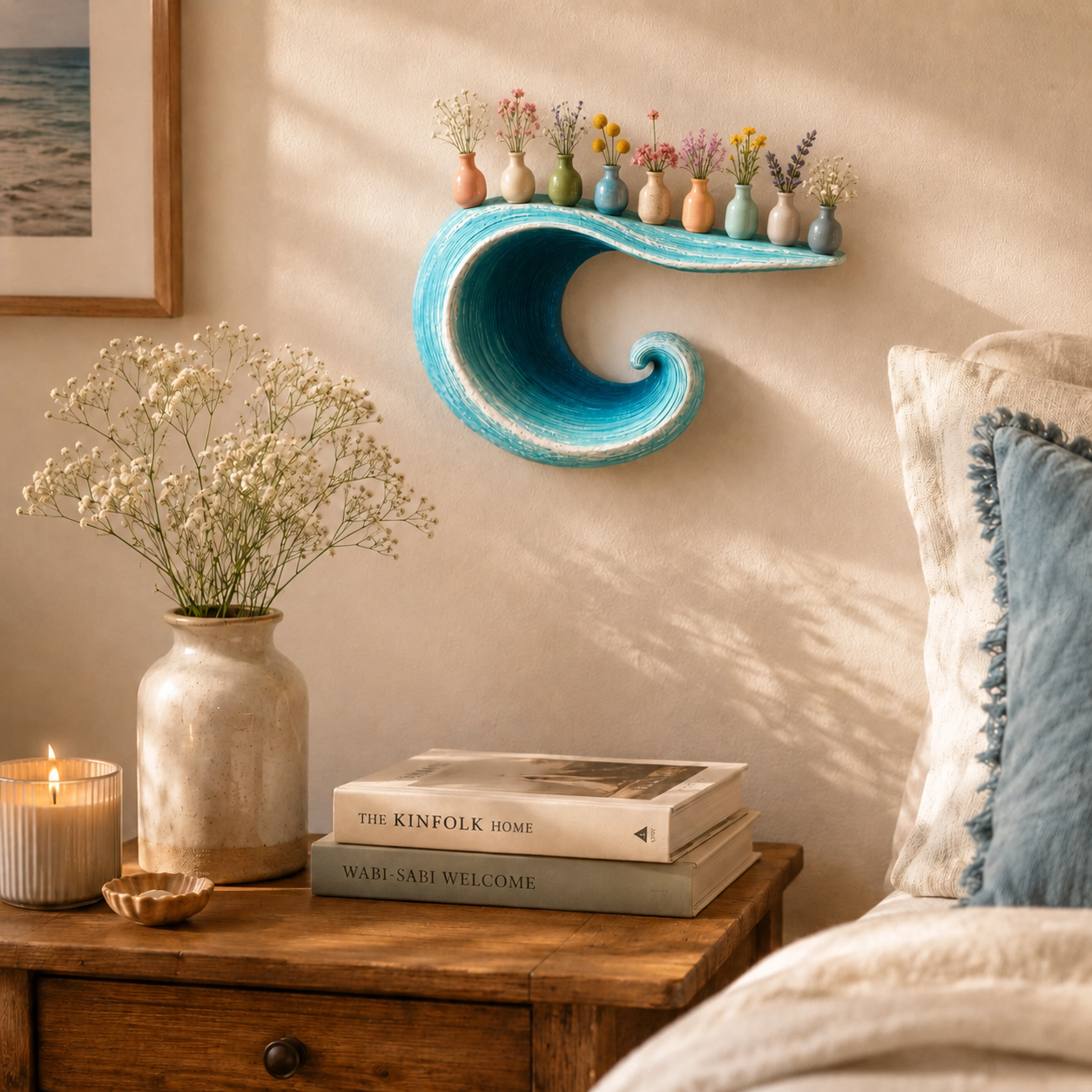 Sculptural Ocean Wave Floating Shelf