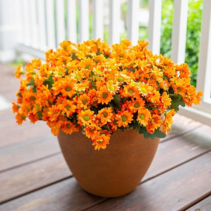 Artificial Mums Flowers for Outdoors Fall Autumn Decoration - UV resistant, Waterproof, Windproof