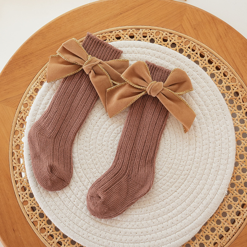 🎄Early Christmas Sale❄️Soft Cotton Knit Baby Girl Knee-High Bow Socks