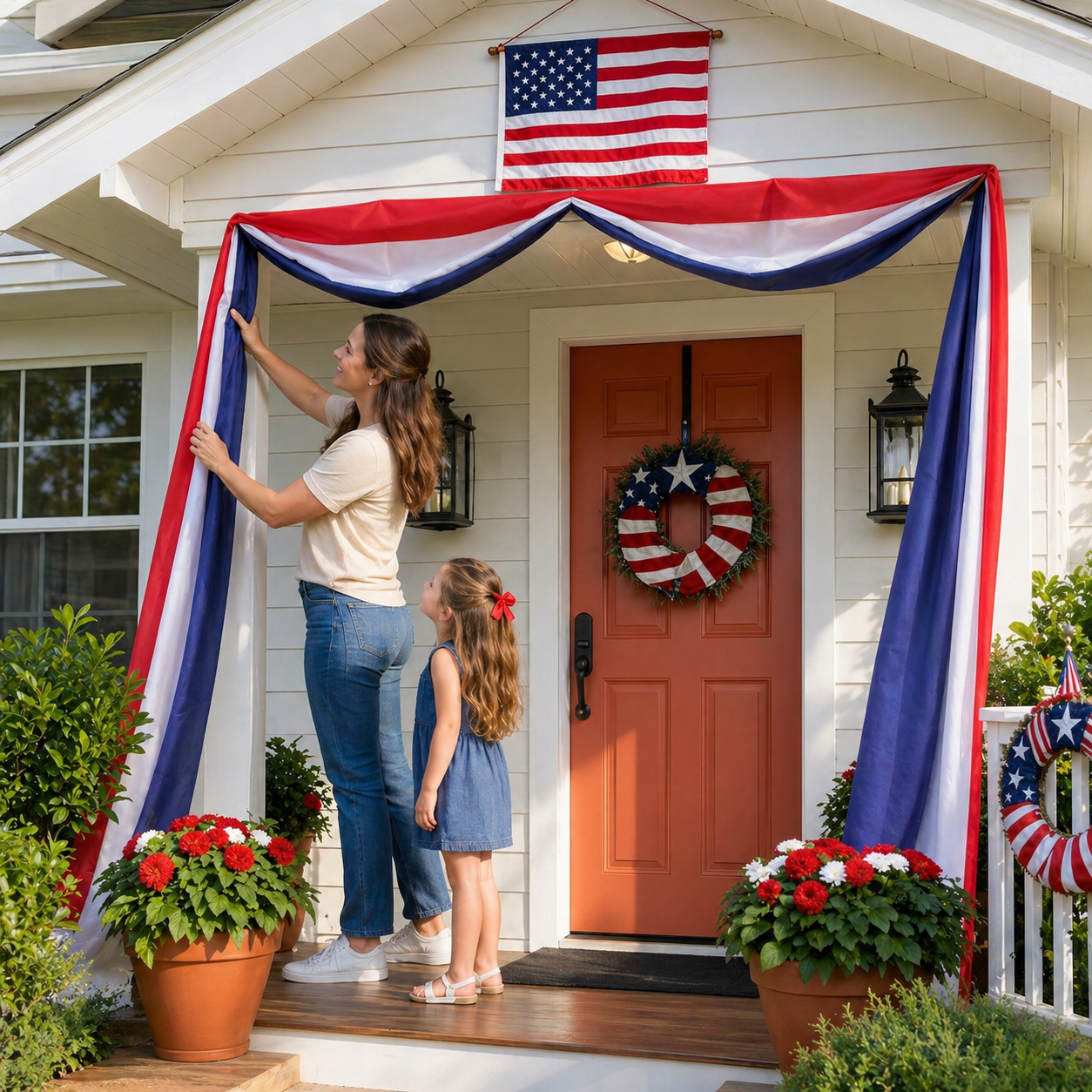 Large Patriotic US Flag Bunting Decorations