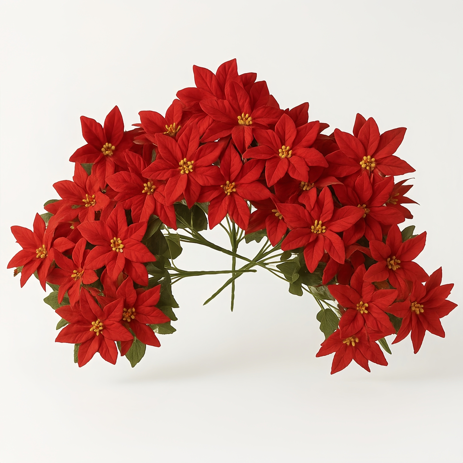 7 Heads Artificial Poinsettia Bouquet (5 Pack) - UV resistant, Waterproof, Windproof