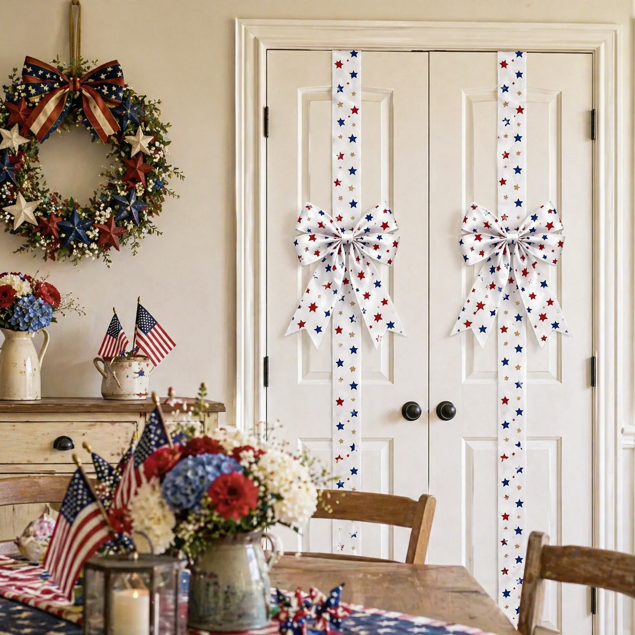 Independence Day & Memorial Day Cabinet Door Patriotic Bow Ribbons