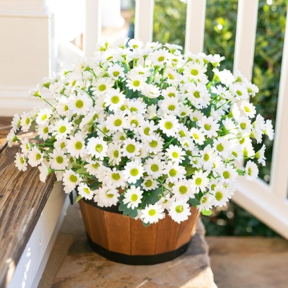 Artificial Mums Flowers for Outdoors Fall Autumn Decoration - UV resistant, Waterproof, Windproof
