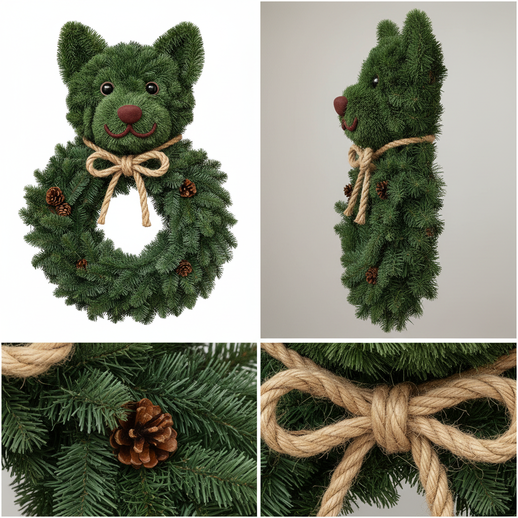Perfect Puppy Christmas Evergreen Wreath