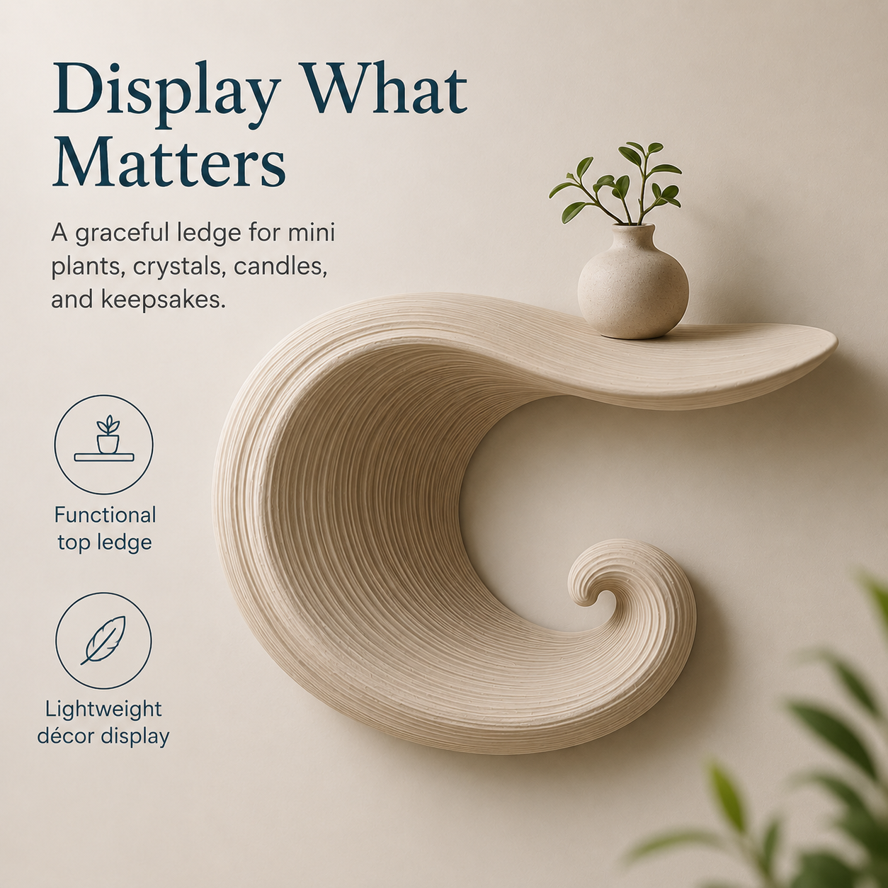 Sculptural Ocean Wave Floating Shelf