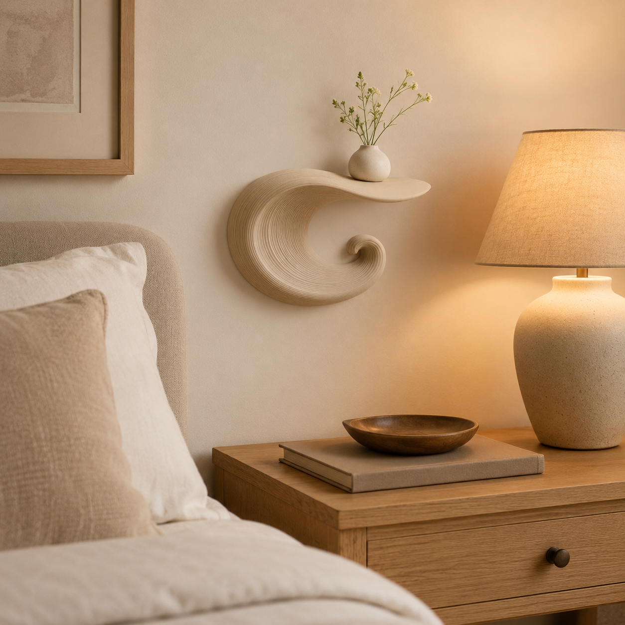 Sculptural Ocean Wave Floating Shelf