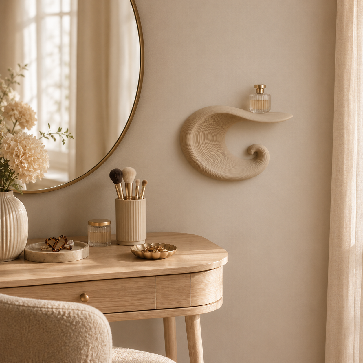 Sculptural Ocean Wave Floating Shelf