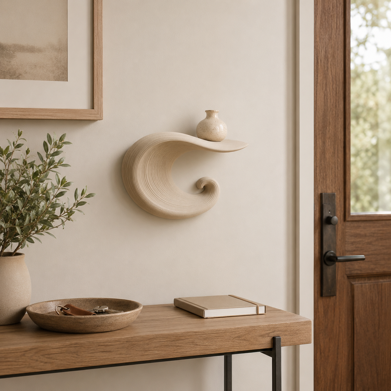 Sculptural Ocean Wave Floating Shelf