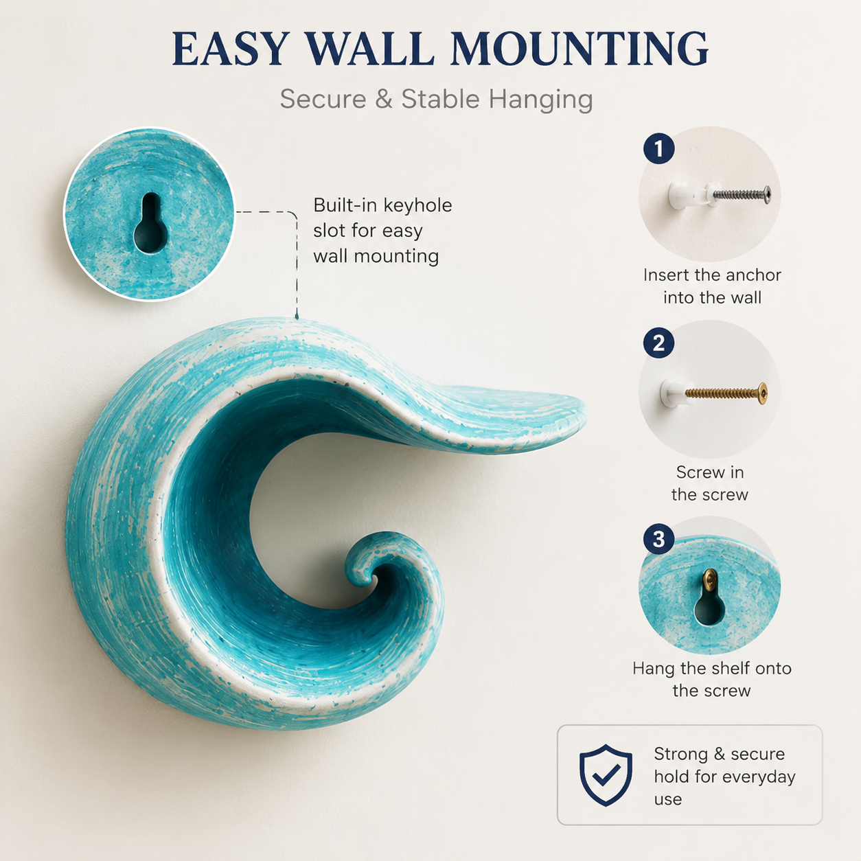 Sculptural Ocean Wave Floating Shelf