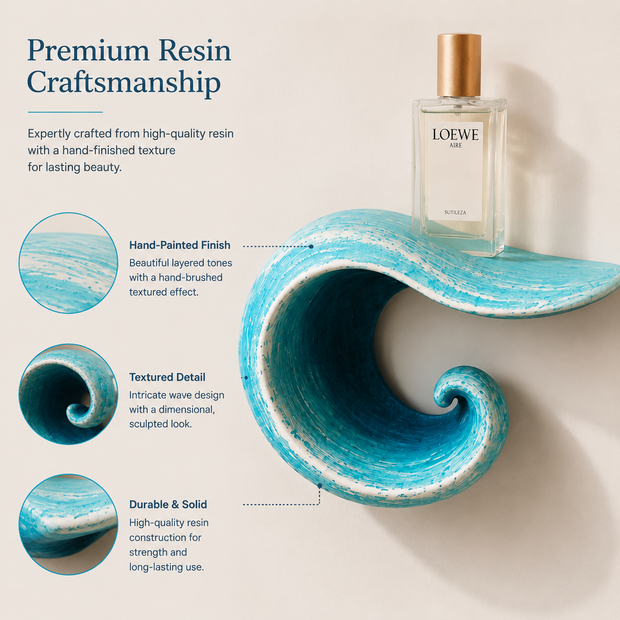 Sculptural Ocean Wave Floating Shelf
