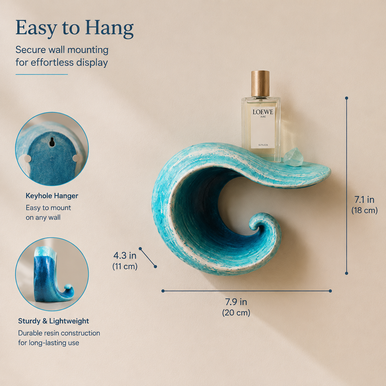 Sculptural Ocean Wave Floating Shelf