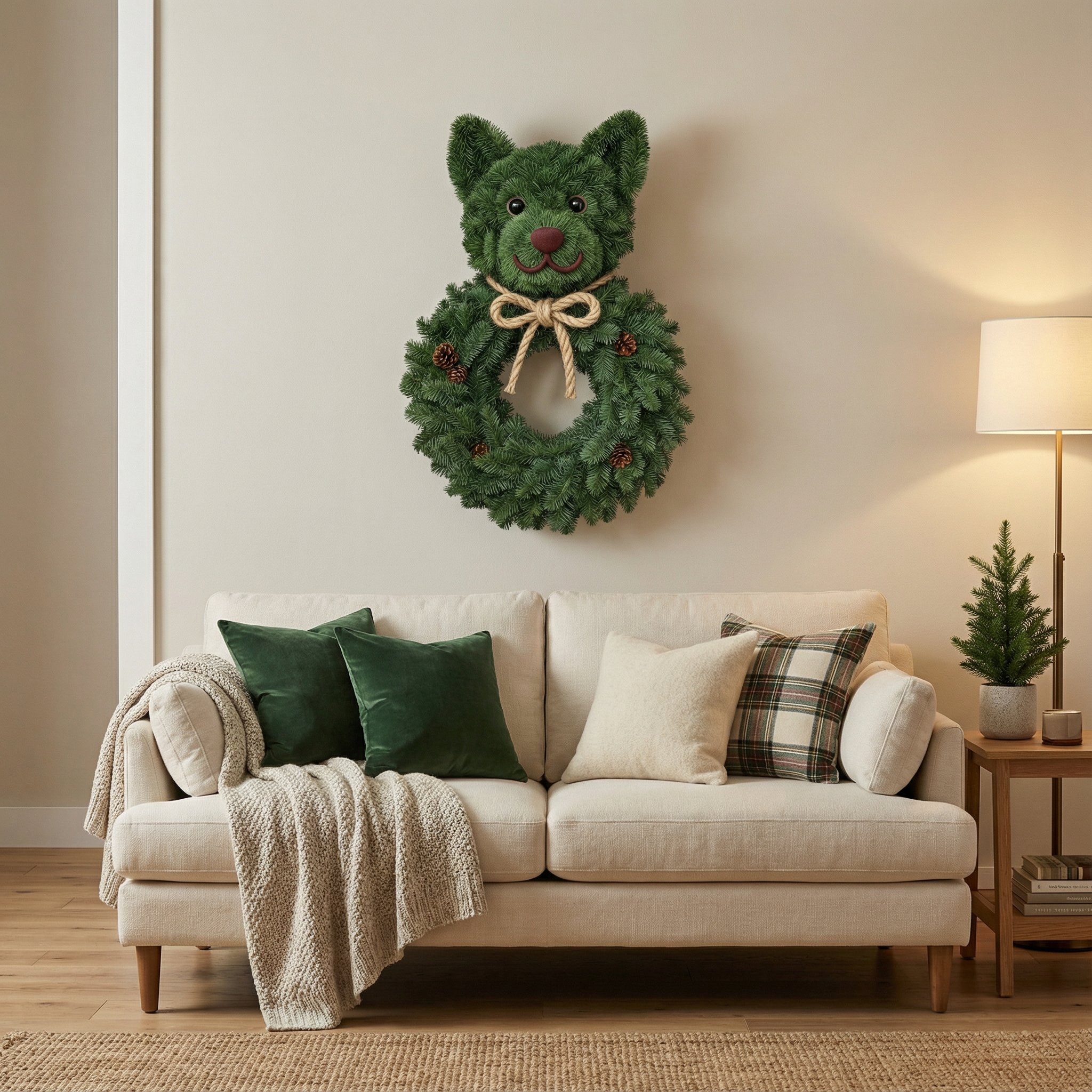 Perfect Puppy Christmas Evergreen Wreath