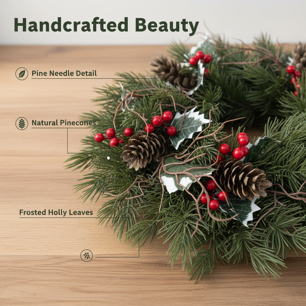 Holiday Pine Wreath with Pinecones & Red Berries – Classic Christmas Door & Wall Decoration (16")