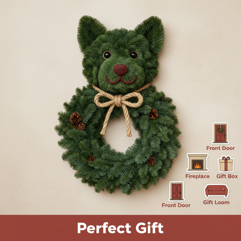 Perfect Puppy Christmas Evergreen Wreath